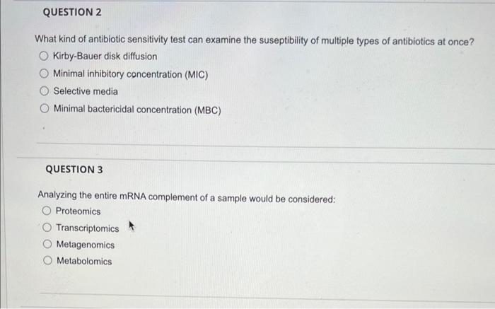 Solved What kind of antibiotic sensitivity test can examine | Chegg.com