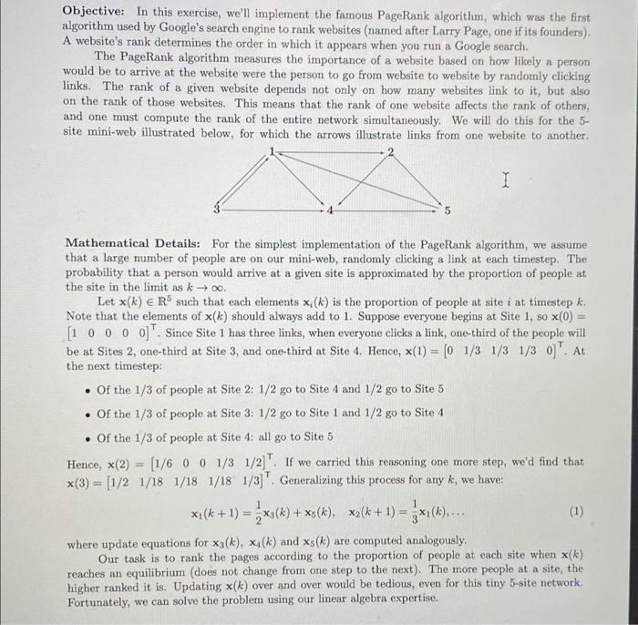 Solved Objective: In this exercise, we'll implement the | Chegg.com