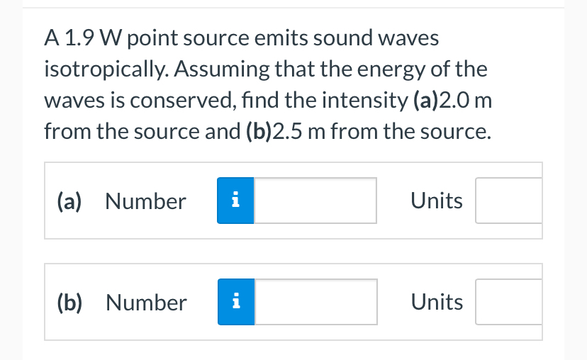 Solved A 1.9 ﻿W point source emits sound waves | Chegg.com