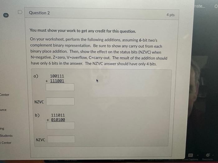Solved You must show your work to get any credit for this | Chegg.com
