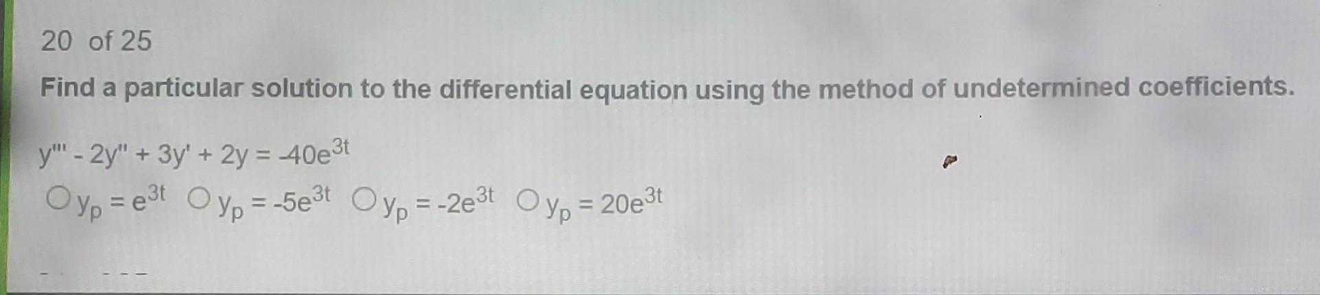 Solved Find A Particular Solution To The Differential | Chegg.com ...