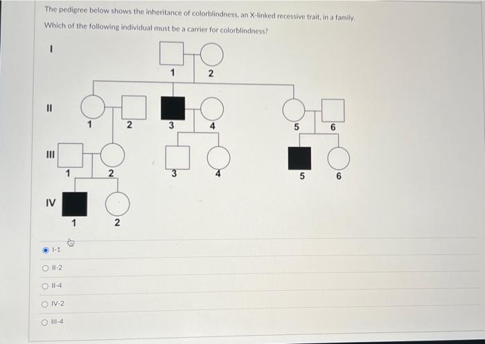 Solved The pedigree below shows the inheritance of | Chegg.com