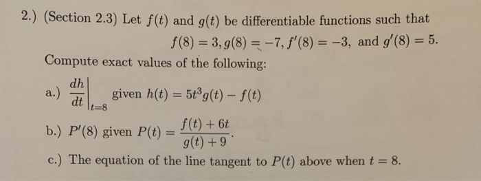 Solved 2 Section 2 3 Let F T And G T Be Differentia Chegg Com