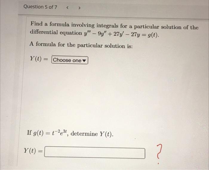 Solved Find a formula involving integrals for a particular | Chegg.com