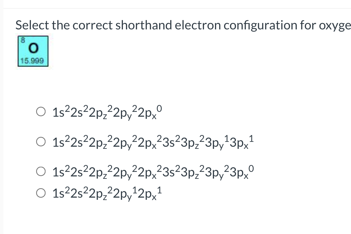 Solved Select the correct shorthand electron configuration | Chegg.com