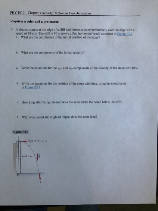 Solved PHY 1010 - Chapter 3 Activity: Motion in Two | Chegg.com