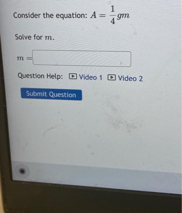 solved-consider-the-equation-a-41gm-solve-for-m-m-chegg