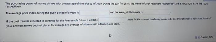 Solved The purchasing power of money shrinks with the | Chegg.com