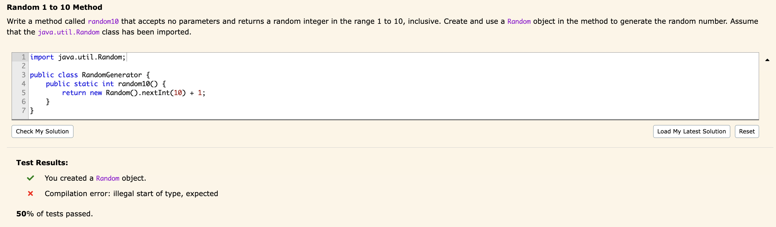 Solved What does the following method do (assume the Random | Chegg.com