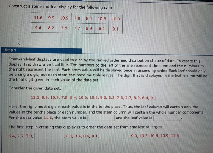 Solved Construct a stem and leaf display for the following Chegg