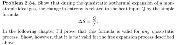 Solved Problem 2.34. Show that during the quasistatic | Chegg.com