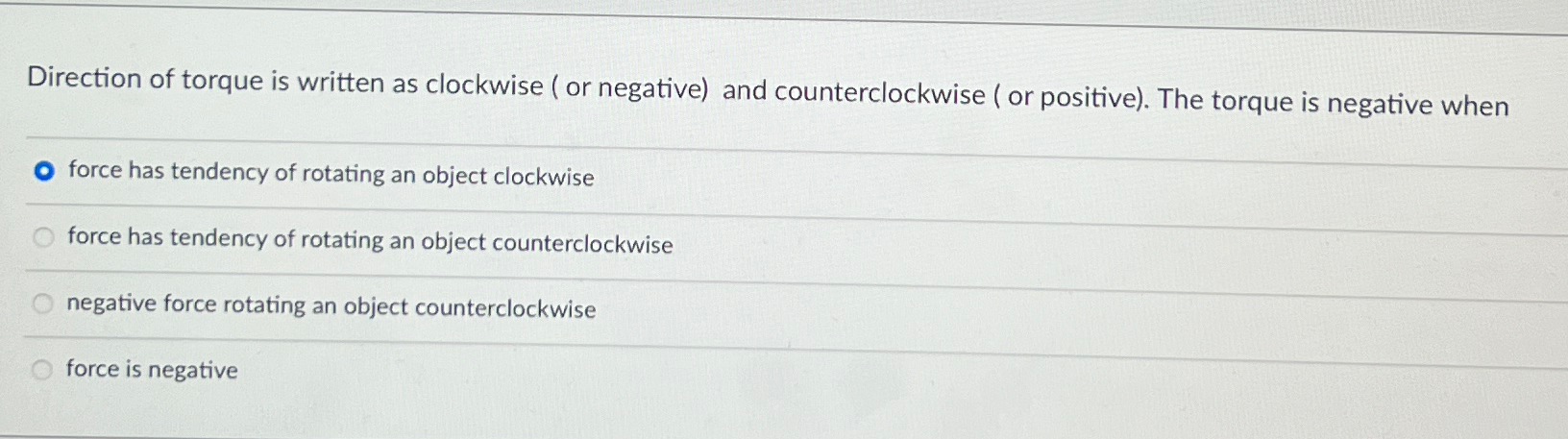 is counter clockwise positive or negative torque