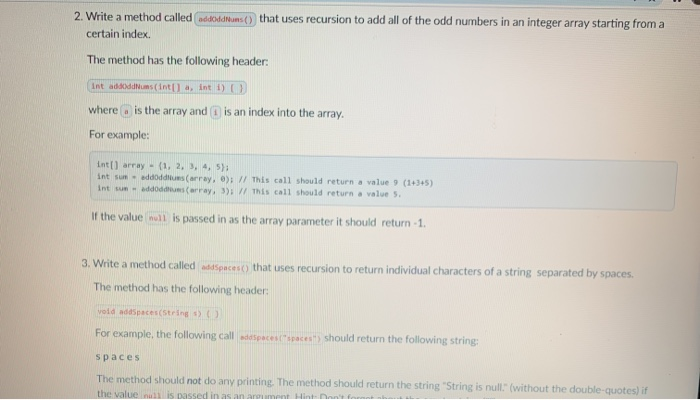Solved Recursion For this assignment you are going to write | Chegg.com