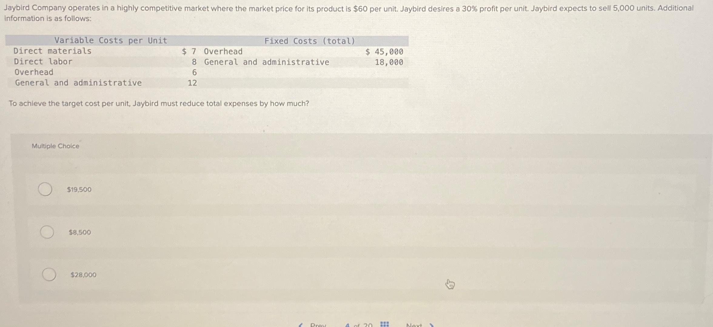Solved information is as follows\table[[Variable Costs per