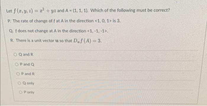 Solved Let F X Y Z X Yz And A Which Of Chegg Com