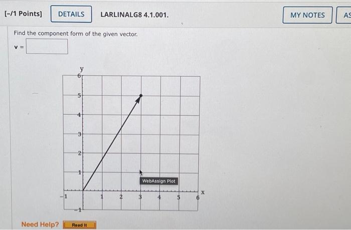 Solved Find the component form of the given vector. | Chegg.com