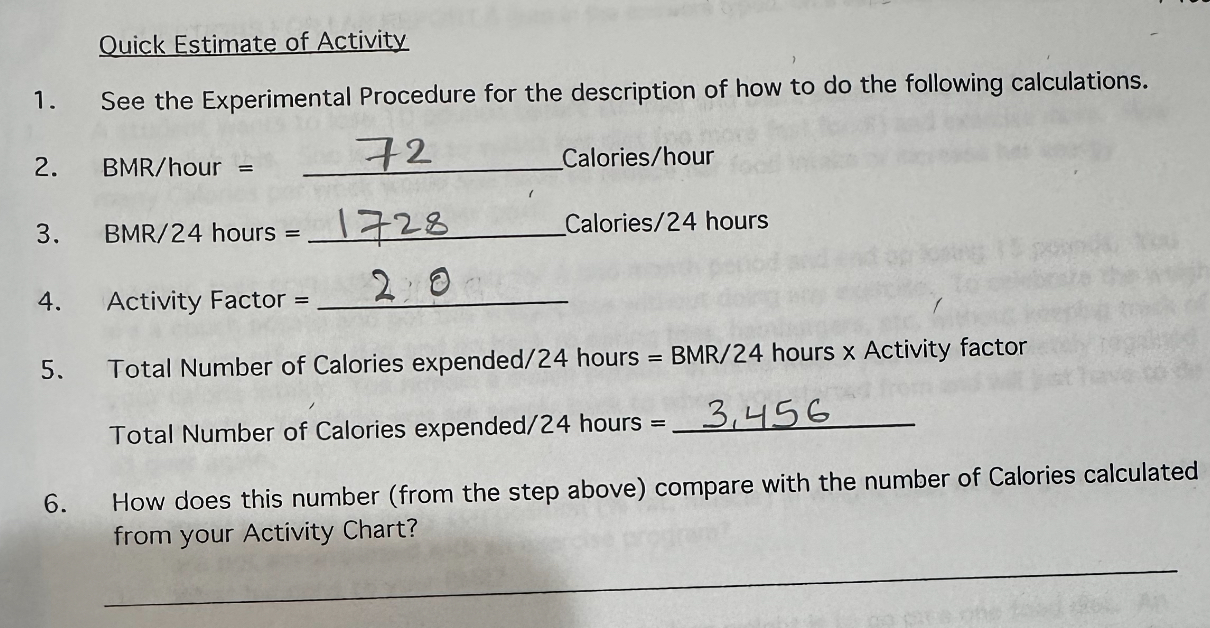 Solved Quick Estimate of ActivitySee the Experimental | Chegg.com