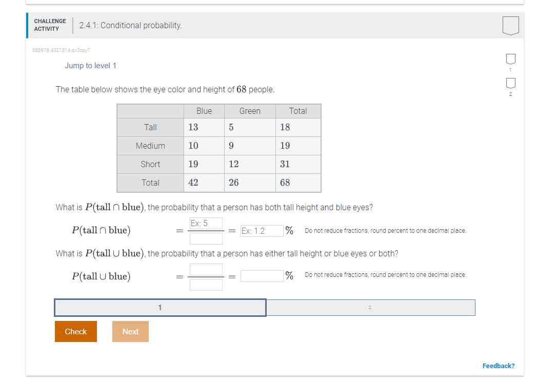 Solved 2.4.1: Conditional probability.Jump to level 1The | Chegg.com