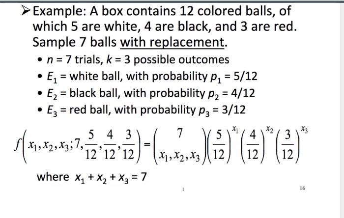 Solved Example: A box contains 12 colored balls, of which 5