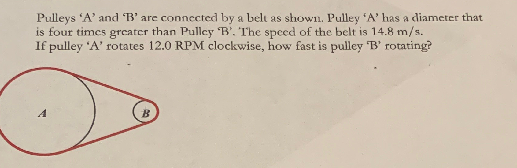 Solved Pulleys ' A ' ﻿and ' B ' ﻿are Connected By A Belt As | Chegg.com