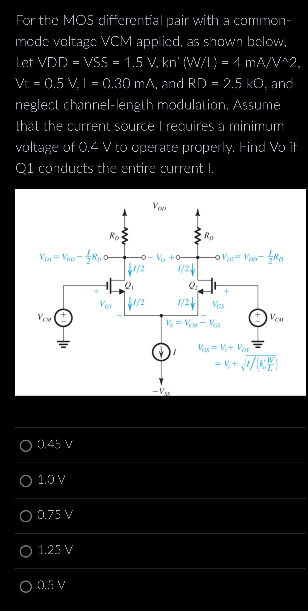 Solved How to solveFor the MOS differential pair with a | Chegg.com