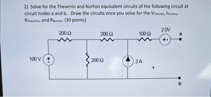 Solved 2) Solve for the Thevenin and Norton equivalent | Chegg.com