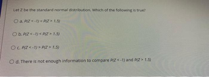 Solved Letz be the standard normal distribution. Which of | Chegg.com