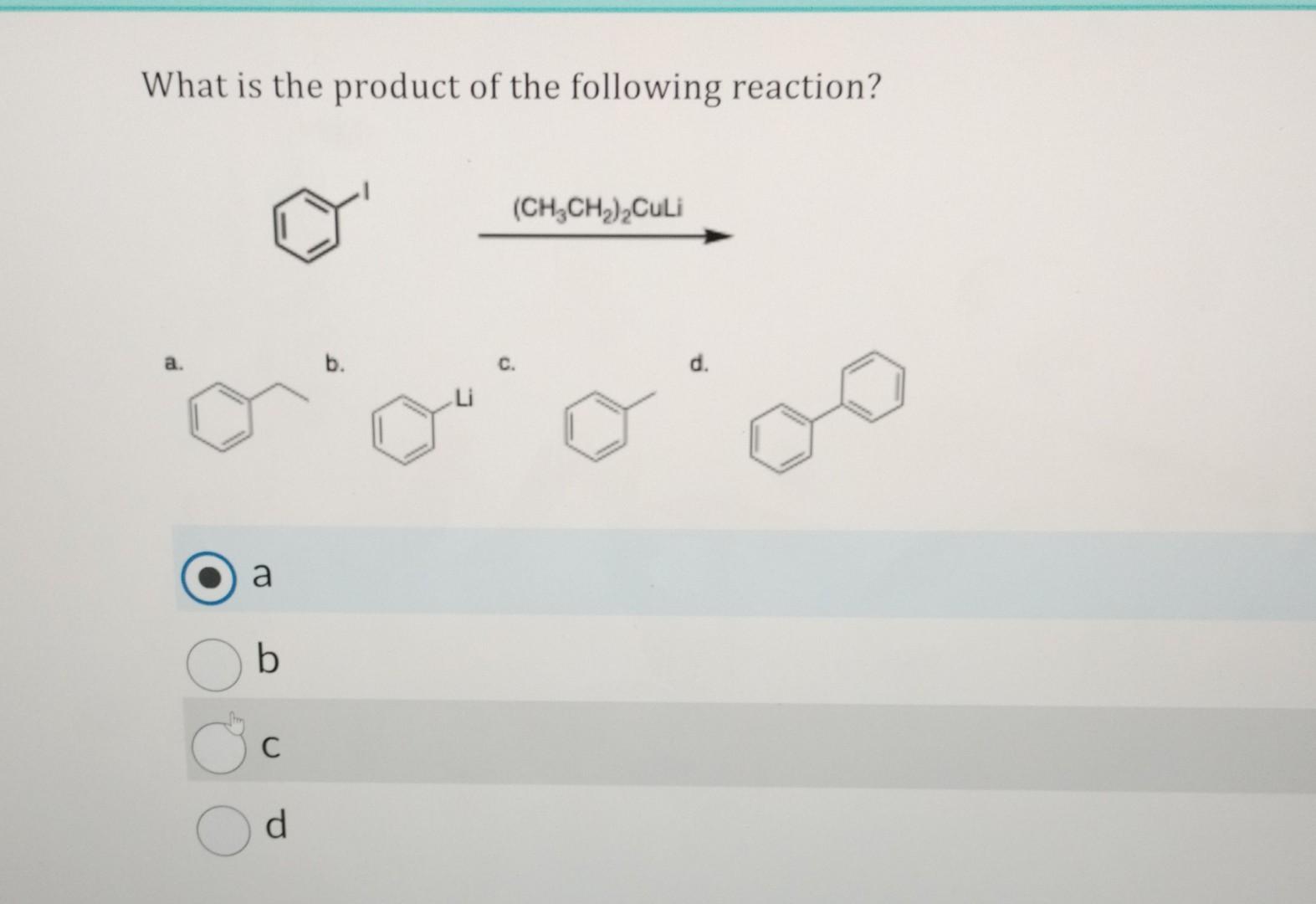 Solved What Is The Product Of The Following Reaction? A. B. | Chegg.com