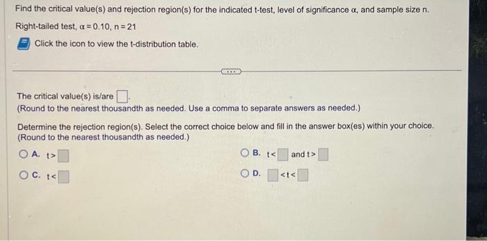 Solved Find the critical value(s) and rejection region(s) | Chegg.com