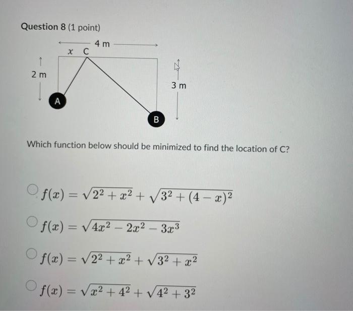 Solved Question 8 (1 point) Which function below should be | Chegg.com