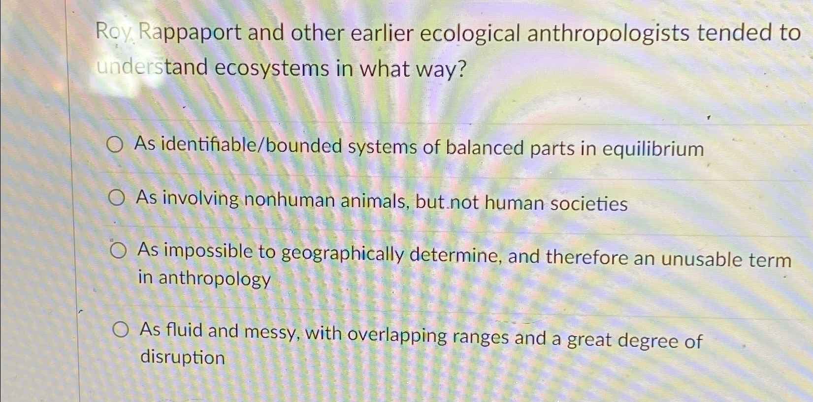 Solved Roy Rappaport and other earlier ecological | Chegg.com