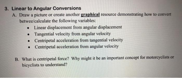 Solved 3. Linear to Angular Conversions A. Draw a picture or | Chegg.com