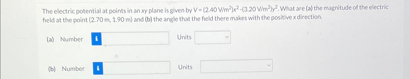 Solved The electric potential at points in an xy ﻿plane is | Chegg.com