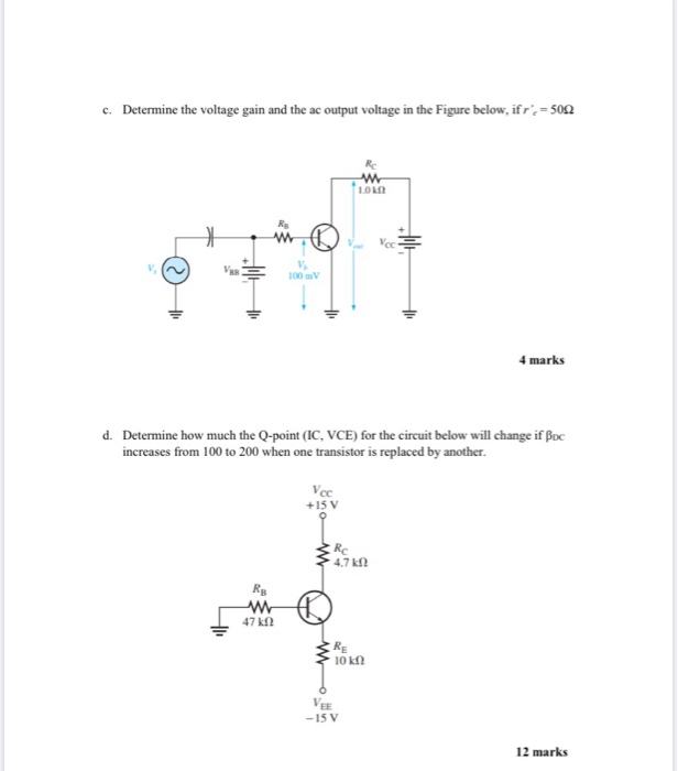 Solved c. Determine the voltage gain and the ac output | Chegg.com