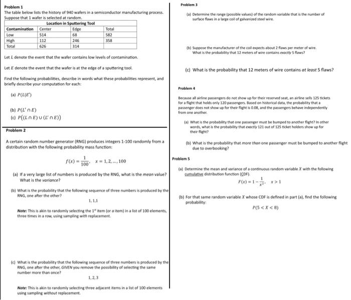 Problem 1 The table below lists the histery of 940 | Chegg.com