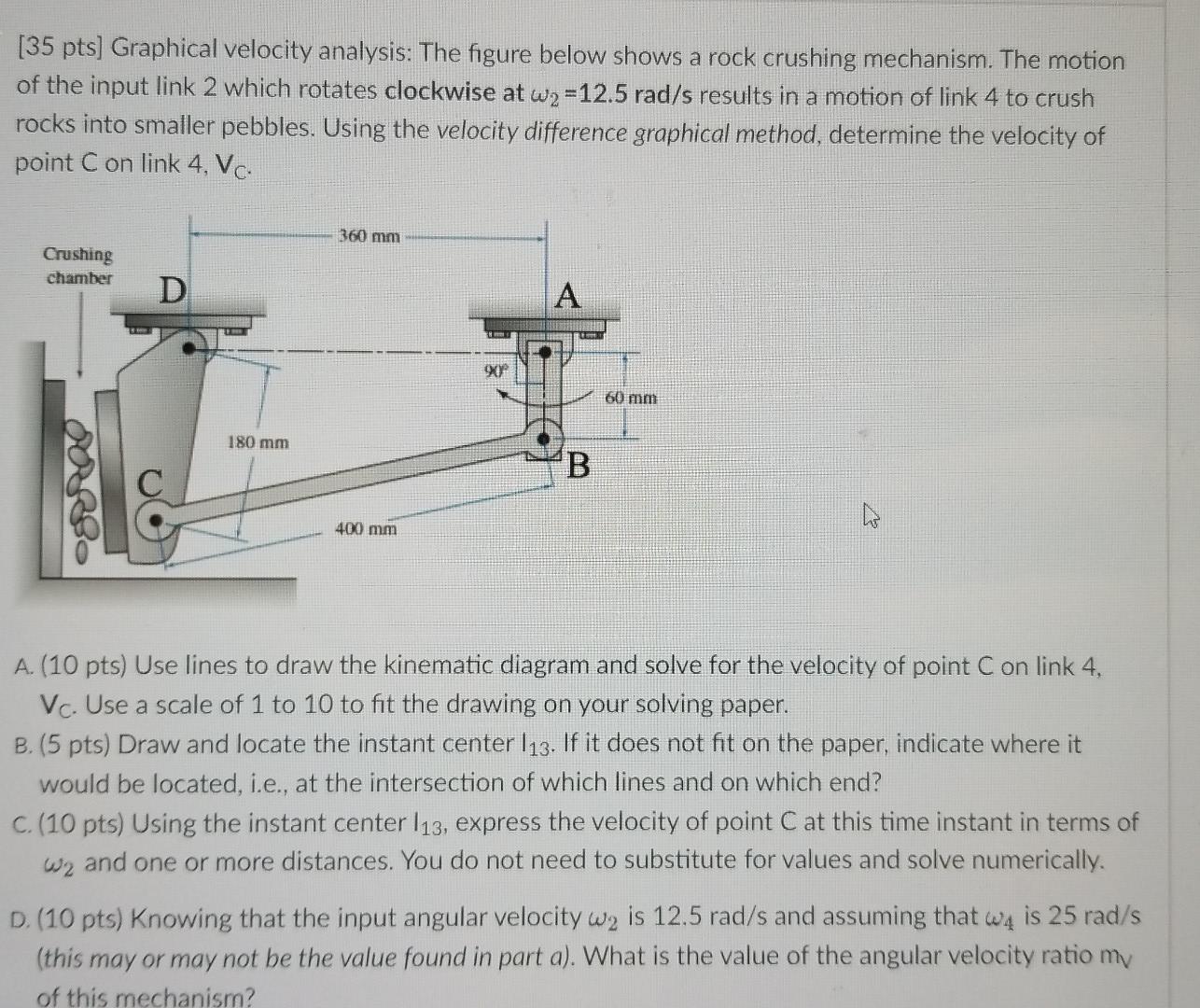 Solved (35 pts) Graphical velocity analysis: The figure | Chegg.com