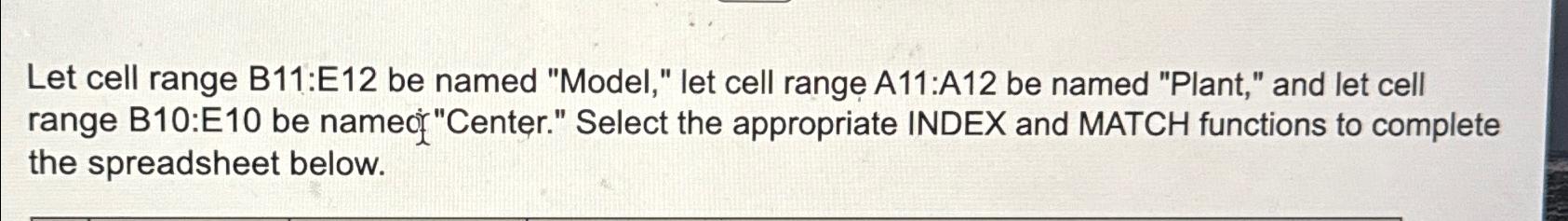 Solved Let Cell Range B11:E12 ﻿be Named "Model," Let Cell | Chegg.com