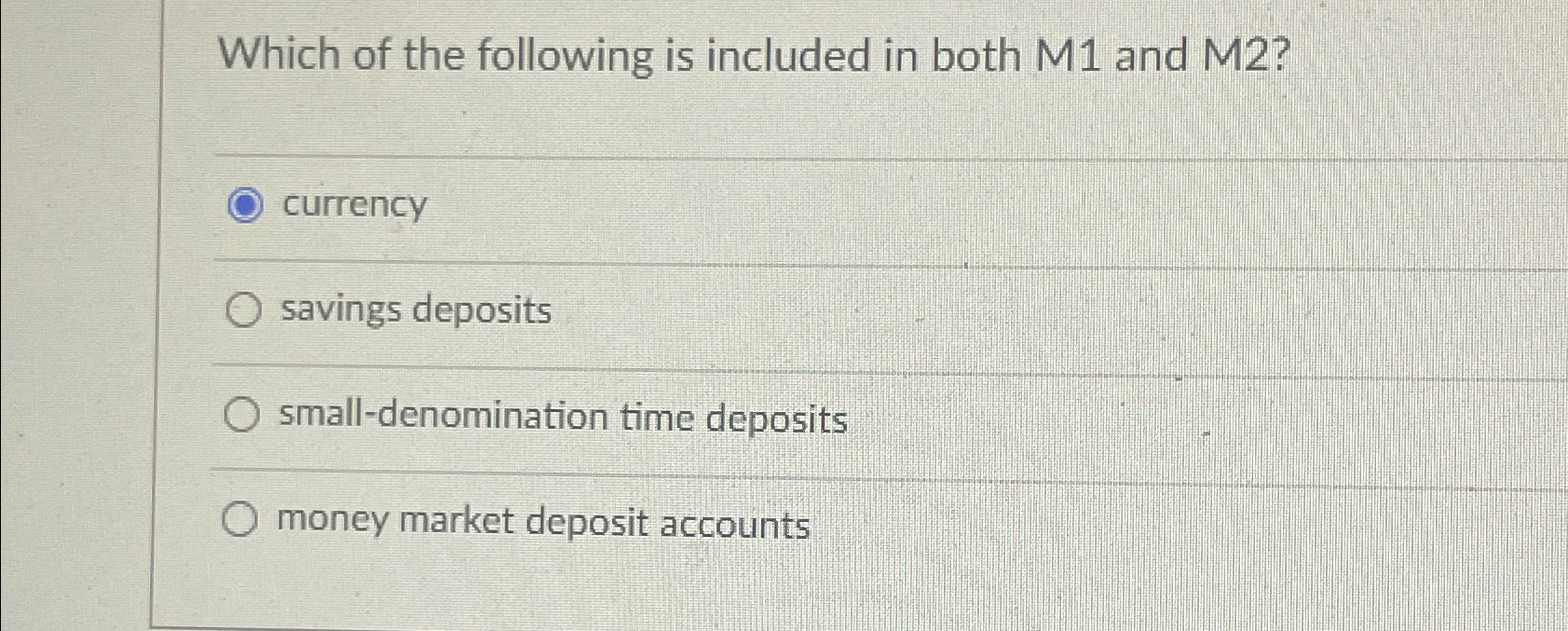 Solved Which of the following is included in both M1 ﻿and