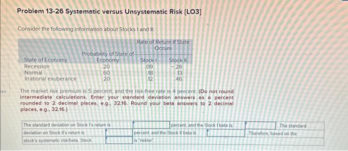 Solved ces Problem 13-26 Systematic versus Unsystematic Risk | Chegg.com