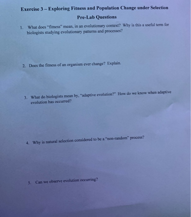 Solved Exercise 3 - Exploring Fitness and Population Change | Chegg.com