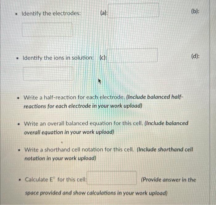Solved The diagram below represents a voltaic cell with | Chegg.com