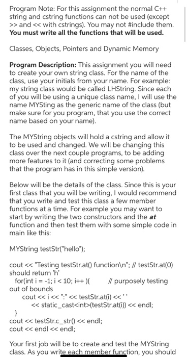 Program Note: For this assignment the normal C++ | Chegg.com