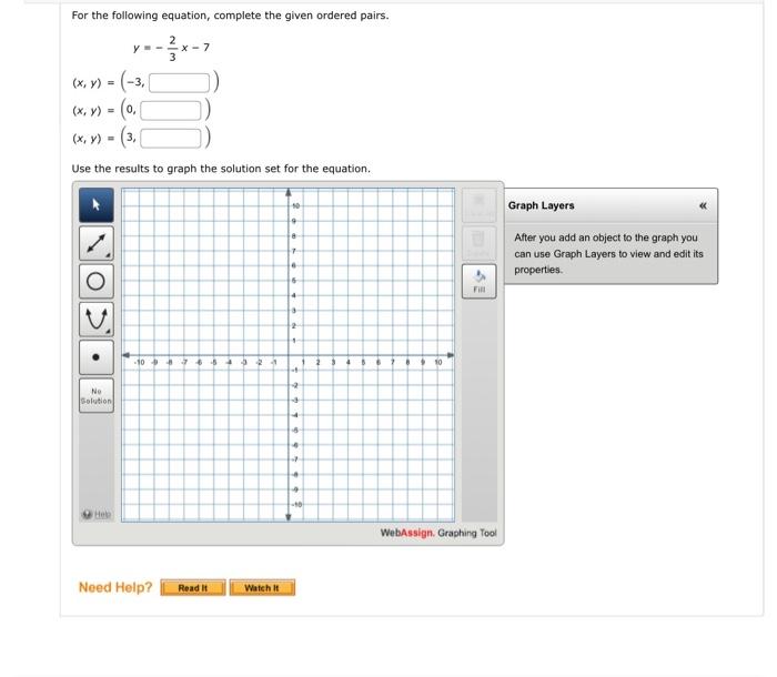 Solved For the following equation, complete the given | Chegg.com