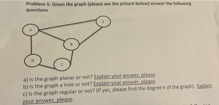 Solved Problem 5. Given The Graph (please See The Picture | Chegg.com