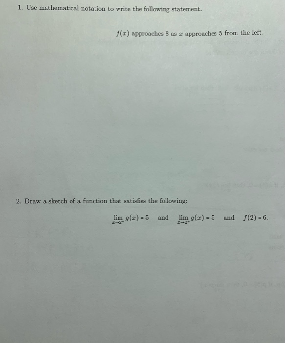 Solved 1. Use mathematical notation to write the following | Chegg.com