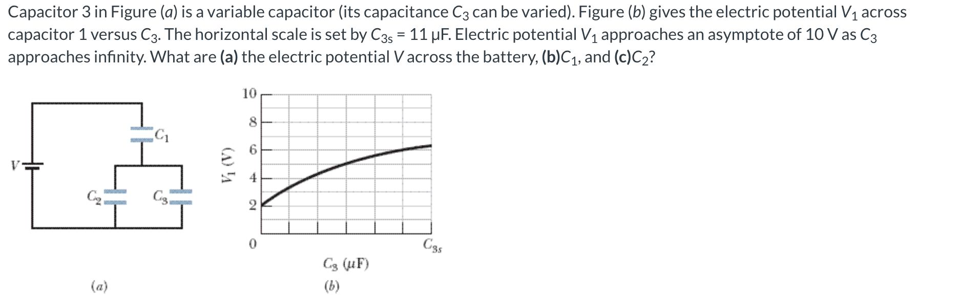 Solved Capacitor 3 ﻿in Figure ( a ) ﻿is a variable capacitor | Chegg.com