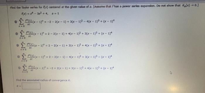 Solved Find the Taylor series for (x) centered at the given | Chegg.com