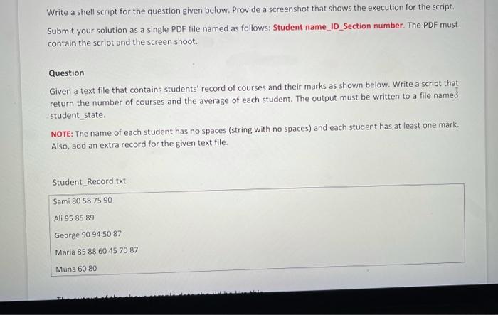 Solved Write a shell script for the question given below. | Chegg.com