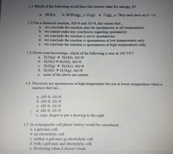 Solved 1 1 Which Of The Following Would Have The Lowest V Chegg Com
