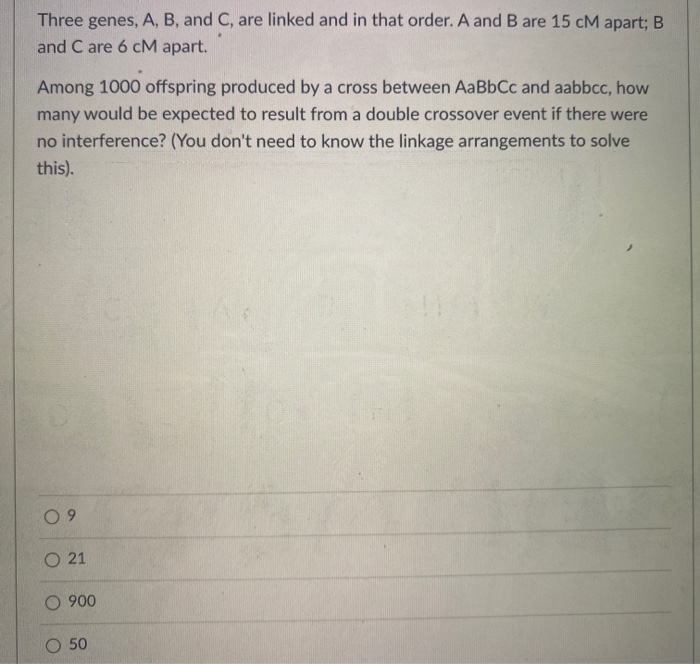 Solved Three Genes, A, B, And C, Are Linked And In That | Chegg.com